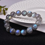 Labradorite Stone Bracelets For Women Jewelry Gem Bead Stretch Bangle