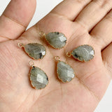 Labradorite Stone Charm Pendant for Jewelry Making