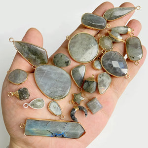 Labradorite Stone Charm Pendant for Jewelry Making
