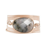 Labradorite Stone Wrap Bracelet 5-Layer Vegan Wax Rope Charm Couple Gift