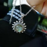 Labradorite Sun Pendant Necklace 925 Sterling Silver Moonstone Jewelry