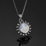 Labradorite Sun Pendant Necklace 925 Sterling Silver Moonstone Jewelry