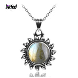 Labradorite Sun Pendant Necklace 925 Sterling Silver Moonstone Jewelry