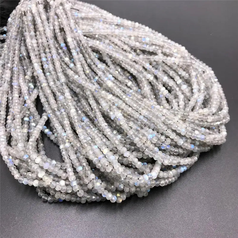 Labradorite Beads Natural Stone Round Spacer Faceted Loose Beads Gray