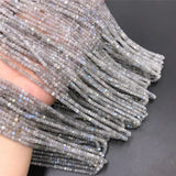 Labradorite Beads Natural Stone Round Spacer Faceted Loose Beads Gray