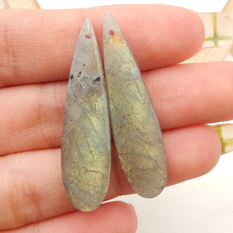 Labradorite Semi-precious Stones Earring Beads 35x10x3mm