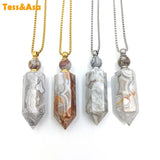 Lace Agate Hexagon Prism Perfume Bottle Pendant for Necklace