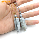 Lace Agate Hexagon Prism Perfume Bottle Pendant for Necklace