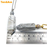 Lace Agate Hexagon Prism Perfume Bottle Pendant for Necklace