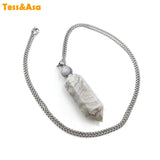 Lace Agate Hexagon Prism Perfume Bottle Pendant for Necklace