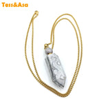 Lace Agate Hexagon Prism Perfume Bottle Pendant for Necklace