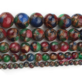 Natural Red Green Cloisonne Stone Round Loose Beads 15 Inches 6 8 10mm