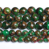 Natural Red Green Cloisonne Stone Round Loose Beads 15 Inches 6 8 10mm