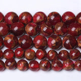 Natural Red Green Cloisonne Stone Round Loose Beads 15 Inches 6 8 10mm