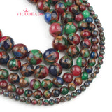 Natural Red Green Cloisonne Stone Round Beads 15 Inches 6 8 10mm
