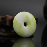 Natural Lantian Jade Safe Button Pendant Green Necklace