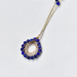 Lapis Lazuli Pendant Necklace, Water Drops Design, 14K Gold, Anti-villain Gift