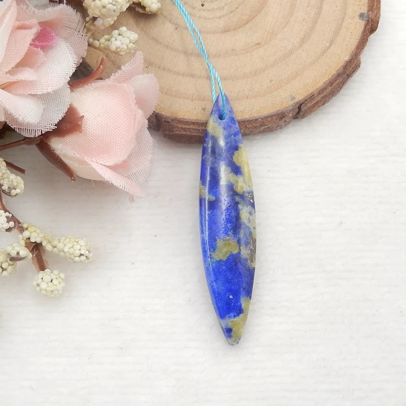 Natural Lapis Lazuli Drilled Pendant Bead 47x10x5mm