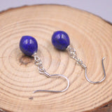 Lapis Lazuli Dangle Earrings Sterling Silver 925 Hook Gemstone Jewelry