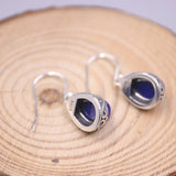 Lapis Lazuli Drop Earrings Sterling Silver Vintage Jewelry