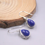 Lapis Lazuli Drop Earrings Sterling Silver Vintage Jewelry