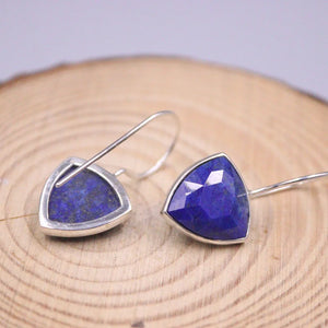 Lapis Lazuli Earrings Sterling Silver Dangle Gemstone Vintage Jewelry Gift
