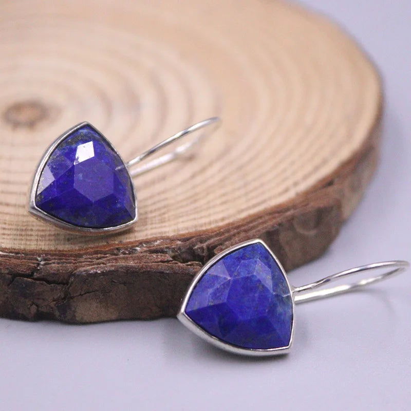 Lapis Lazuli Earrings Sterling Silver Dangle Gemstone Vintage Jewelry Gift
