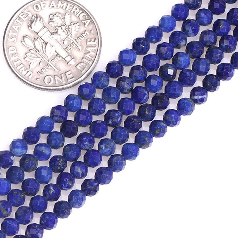 Lapis Lazuli Faceted Round Beads 15 Inch Strand 6 8 10 12mm