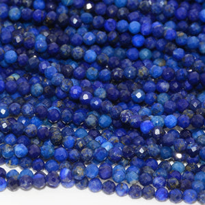 Lapis Lazuli Faceted Round Beads 2.9-3mm Mixed Light-Dark