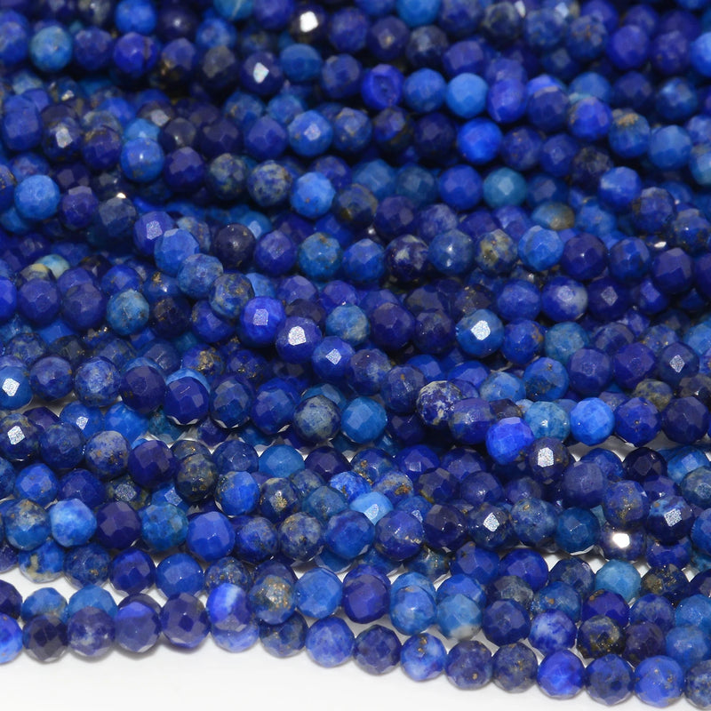 Lapis Lazuli Faceted Round Beads 2.9-3mm Mixed Light-Dark
