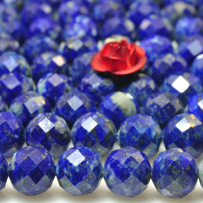 Lapis Lazuli Faceted Round Loose Beads Gemstone for Jewelry Making