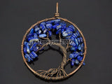 Lapis Lazuli Chip Beads Tree of Life Pendant Necklace