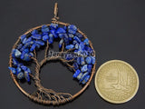 Lapis Lazuli Chip Beads Tree of Life Pendant Necklace