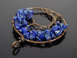 Lapis Lazuli Chip Beads Tree of Life Pendant Necklace