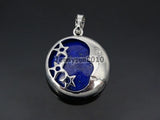 Lapis Lazuli Round Silver Plated Stars & Moon Pendant 10Pcs/Pack