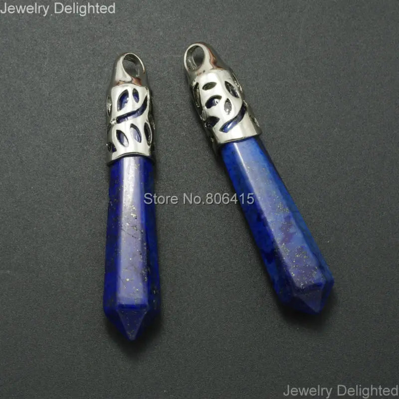 Lapis Lazuli Hexagonal Point Reiki Chakra Pendant Set