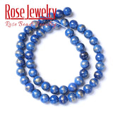 Lapis Lazuli Jades Stone Beads Round Loose Spacers DIY Bracelet Earrings 4-10mm