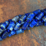 Natural Lapis Lazuli Tube Faceted Stone Full Strand 15.5 inch