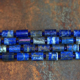 Natural Lapis Lazuli Tube Faceted Stone Full Strand 15.5 inch