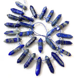 Lapis Lazuli Stone Beads 15'' Sticks Crystal Point Shape DIY Loose Beads