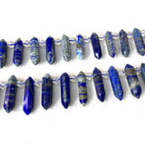 Lapis Lazuli Stone Beads 15'' Sticks Crystal Point Shape DIY Loose Beads