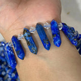 Lapis Lazuli Stone Beads 15'' Sticks Crystal Point Shape DIY Loose Beads