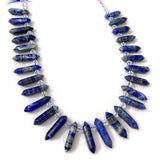 Lapis Lazuli Stone Beads 15'' Sticks Crystal Point Shape DIY Loose Beads