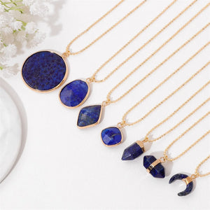 Lapis Lazuli Stone Charm Necklace Chain Choker Jewelry Gift For Women