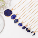 Lapis Lazuli Stone Charm Necklace Chain Choker Jewelry Gift For Women