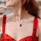Lapis Lazuli Stone Charm Necklace Chain Choker Jewelry Gift For Women
