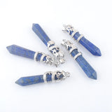 Lapis Lazuli Dragon Pendant Hexagonal Pillar Charm 5Pcs