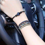 Lapis Lazuli Wrap Bracelet Geometric Hematite Beaded Jewelry