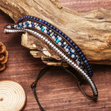 Lapis Lazuli Wrap Bracelet Geometric Hematite Beaded Jewelry