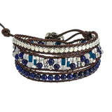 Lapis Lazuli Wrap Bracelet Geometric Hematite Beaded Jewelry
